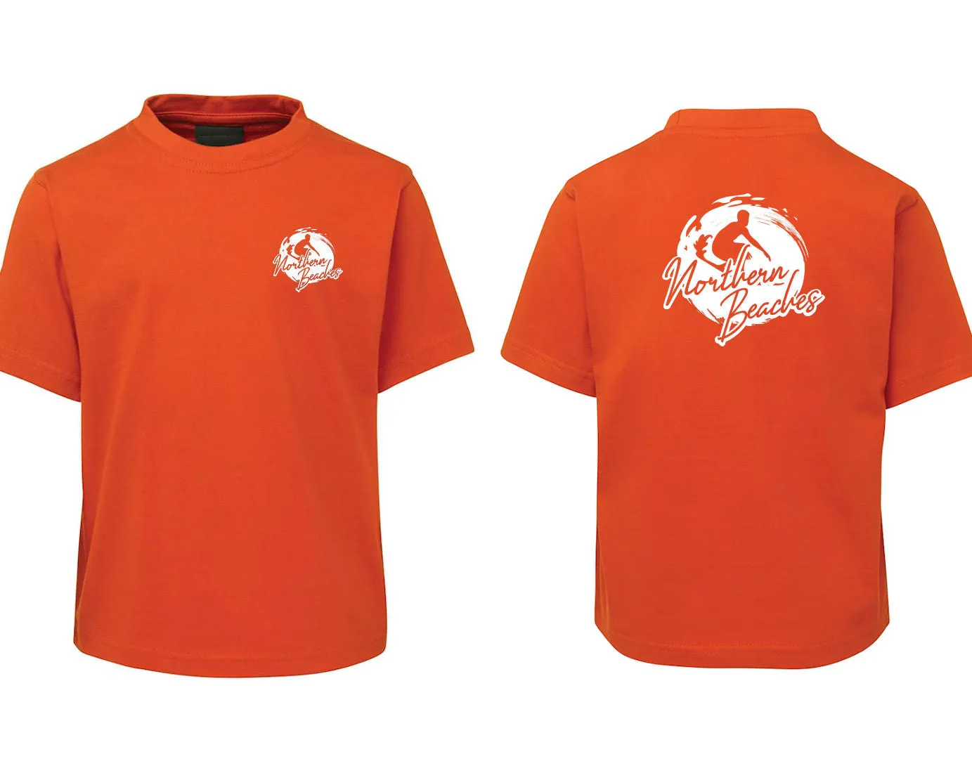 Northern Beaches Surf Childrens T-Shirt (Orange, Double-Sided)