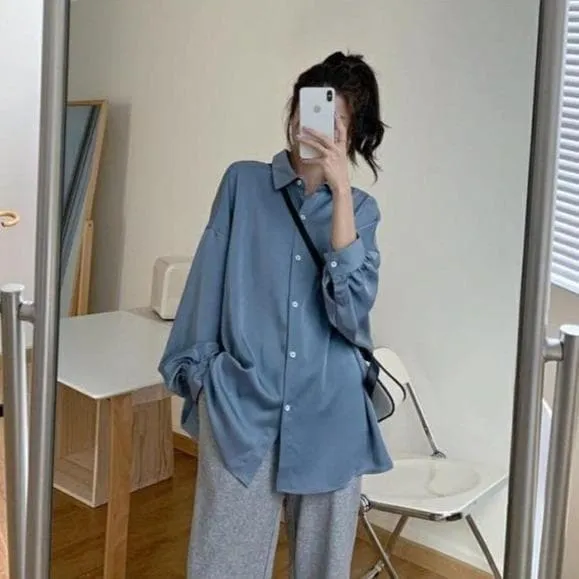 Oversized Shirt With Lantern Sleeves