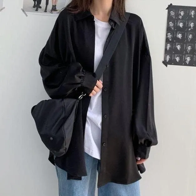 Oversized Shirt With Lantern Sleeves