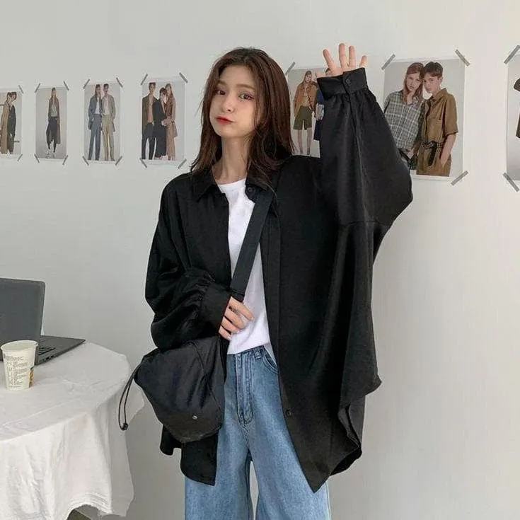 Oversized Shirt With Lantern Sleeves