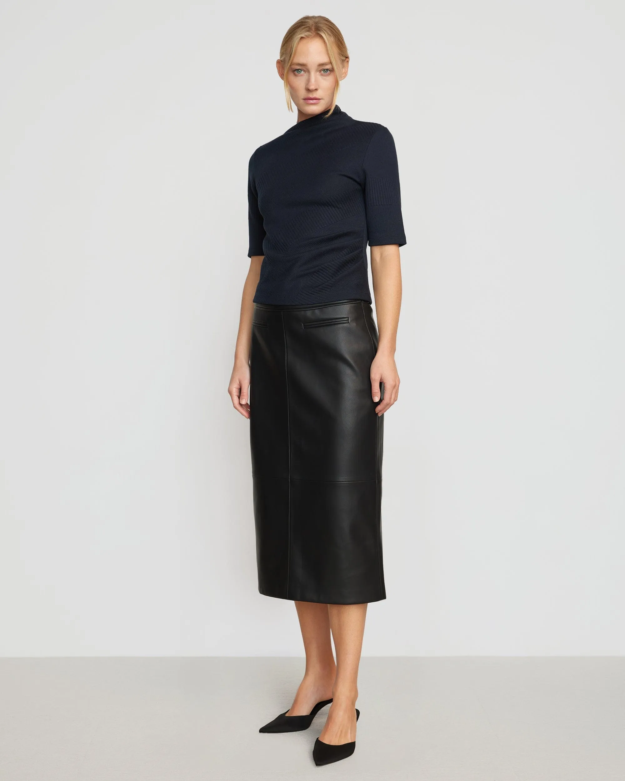 Pauline Ribbed Asymmetric-Neck Top