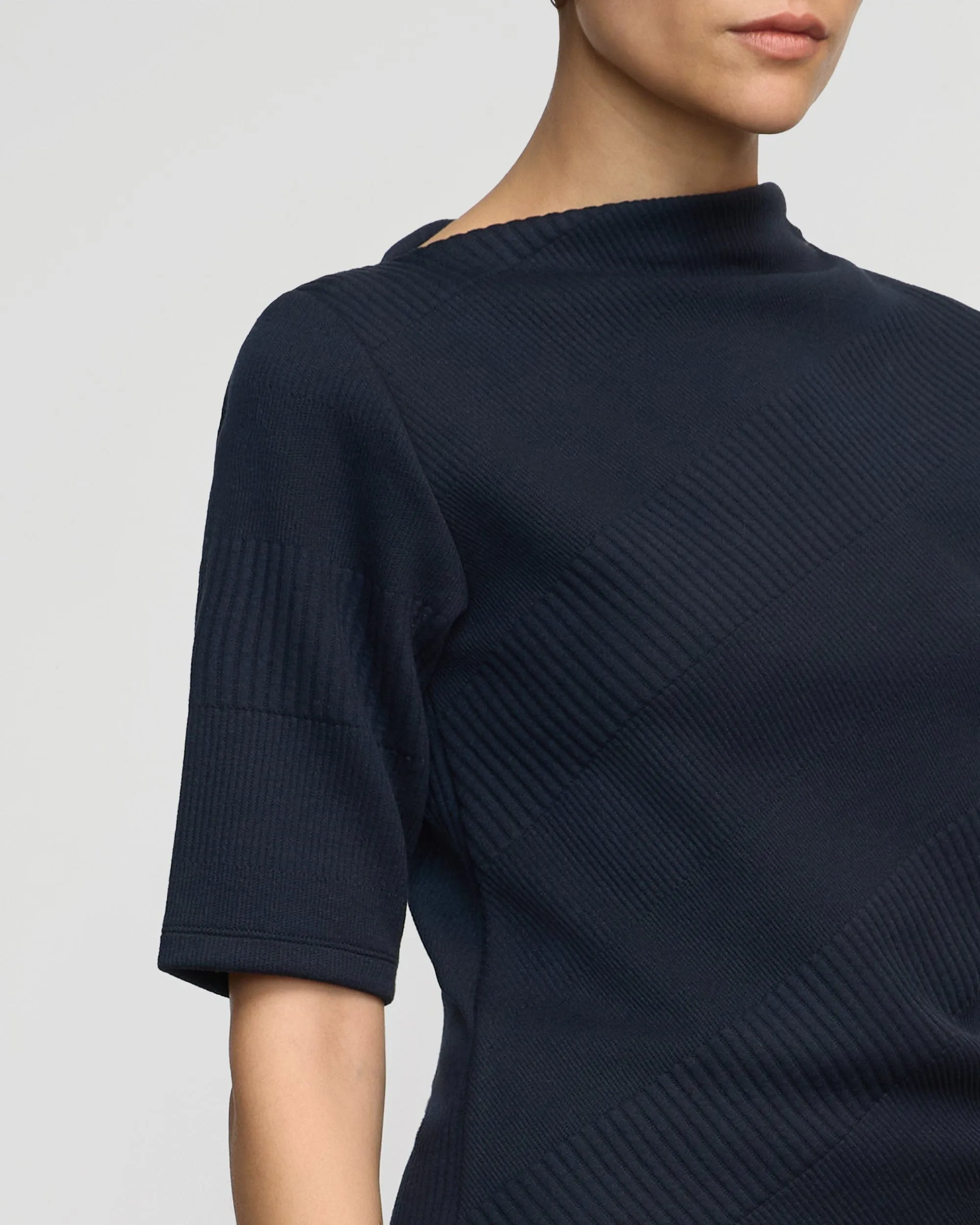 Pauline Ribbed Asymmetric-Neck Top