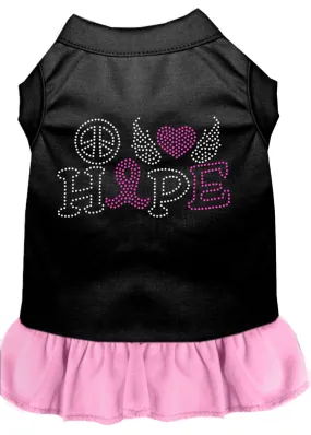 Peace Love Hope Breast Cancer Rhinestone Pet Dress Black With Light Pink Xxxl (20)