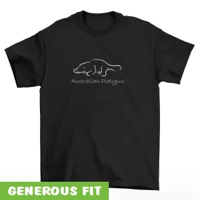 Platypus Line Art Adults T-Shirt (Black, White Print)