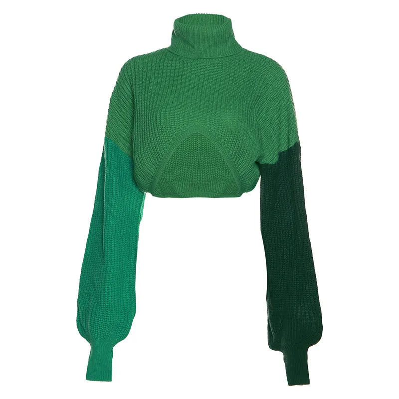 Pre Order:  Sexy Color block Knitted Cropped Sweater