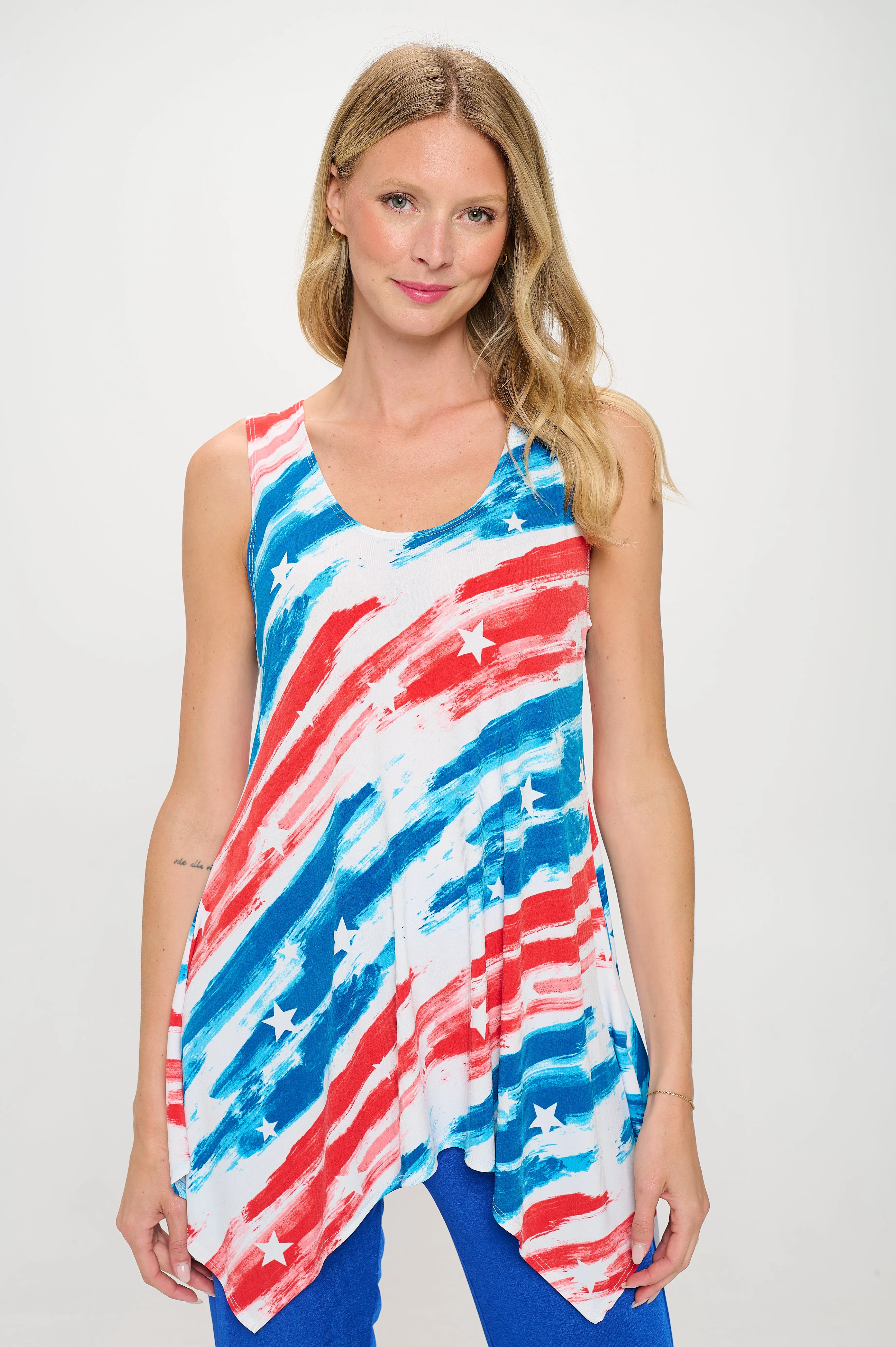 Print Shark Bite Hem Tank- 2057HT-TRP1-W384