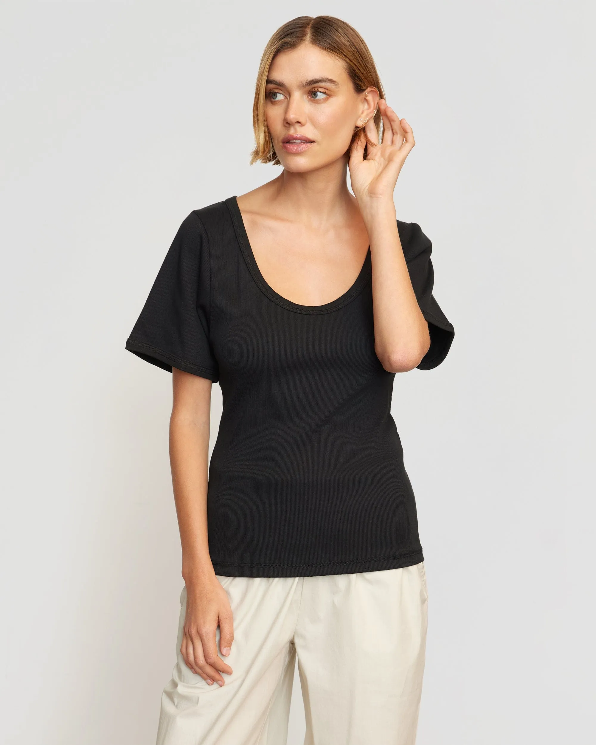 Renee Sculpted Scoop-Neck Tee