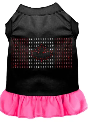 Rhinestone Canadian Flag Dress Black With Bright Pink Lg (14)