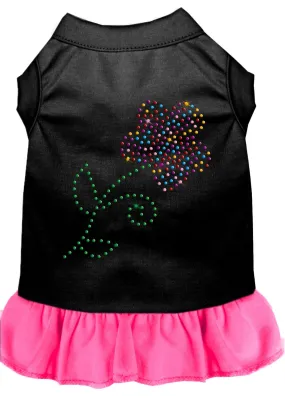 Rhinestone Multi Flower Dress Black With Bright Pink Med (12)