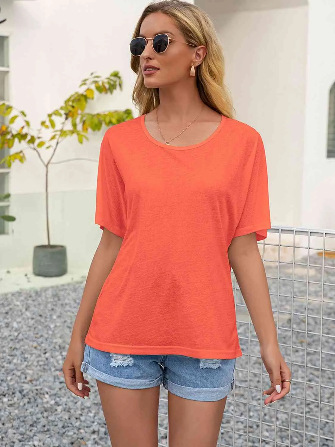 Round Neck Short Sleeve Top