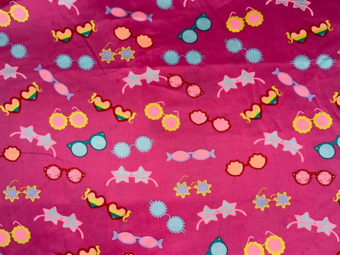 Satin fabric LIVA Bubble Gum Print 58" wide