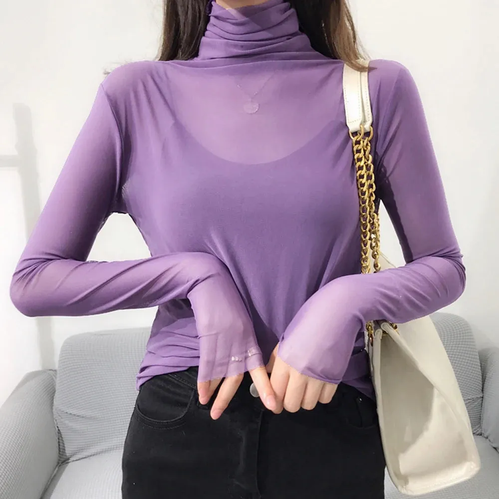 Sheer Mesh Turtleneck (Many Colors!)