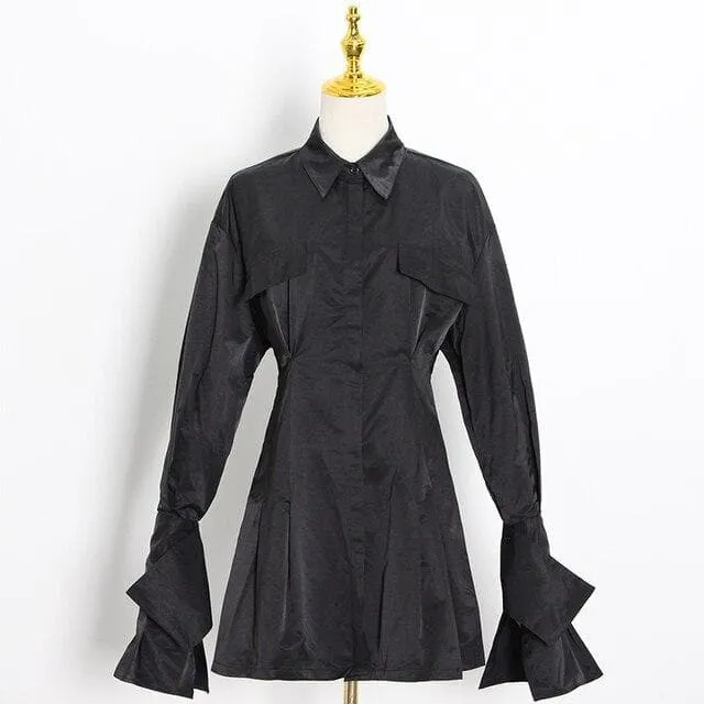 Shirt Dress With Turn-Down Collar And Chest Pocket