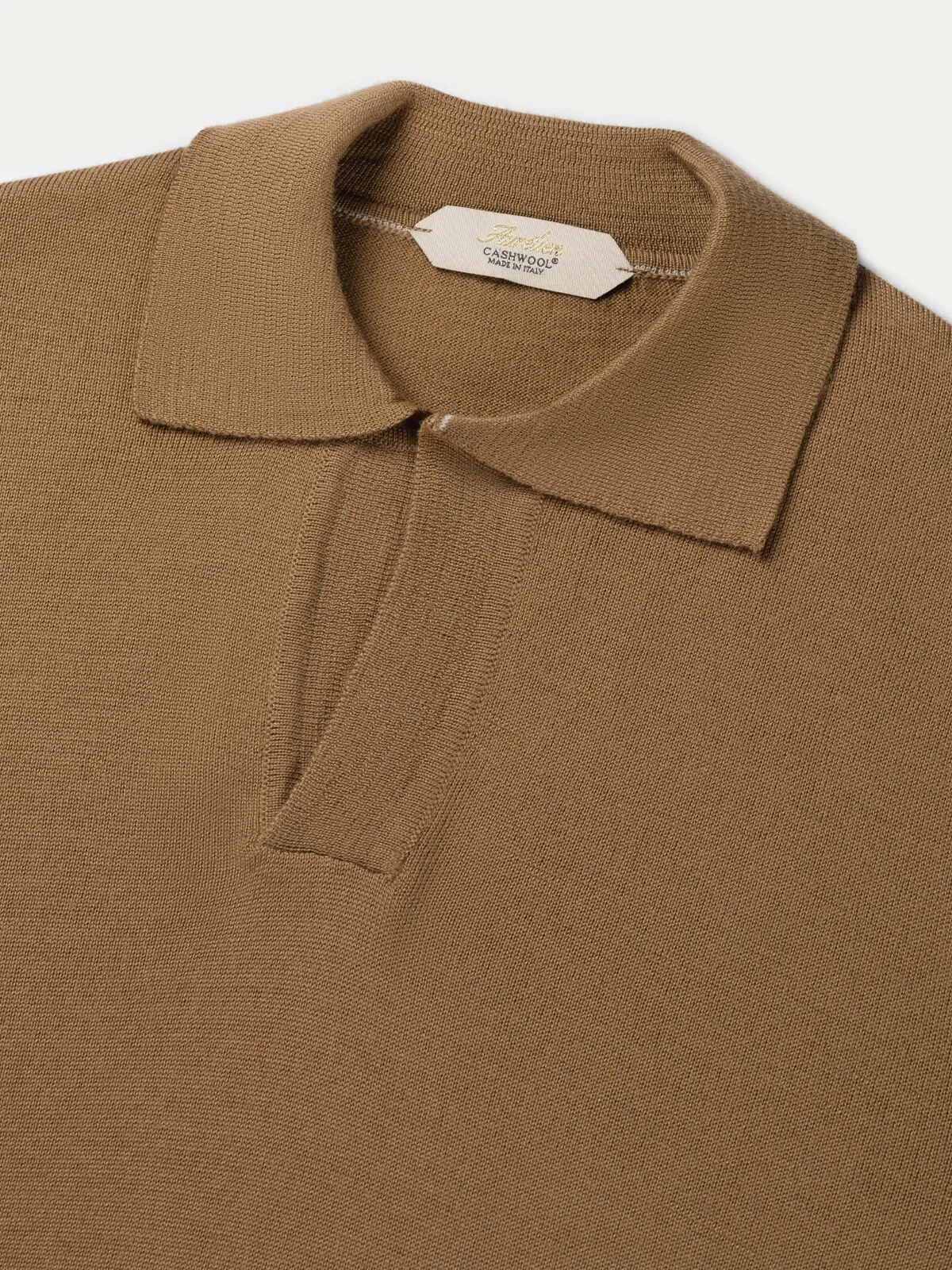 Shortsleeve Buttonless Polo Dark Beige