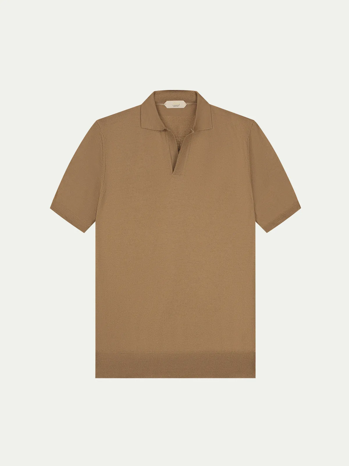 Shortsleeve Buttonless Polo Dark Beige