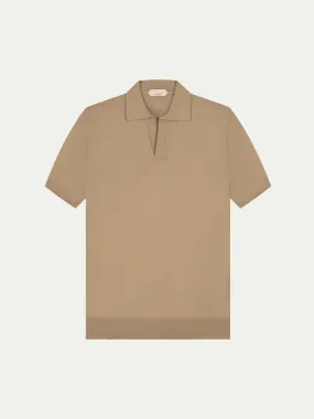 Shortsleeve Buttonless Polo Hazelnut