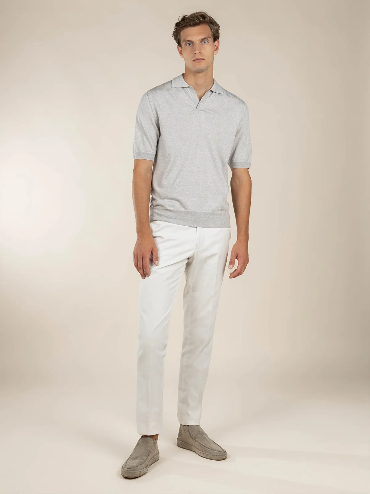 Shortsleeve Buttonless Polo Light Grey