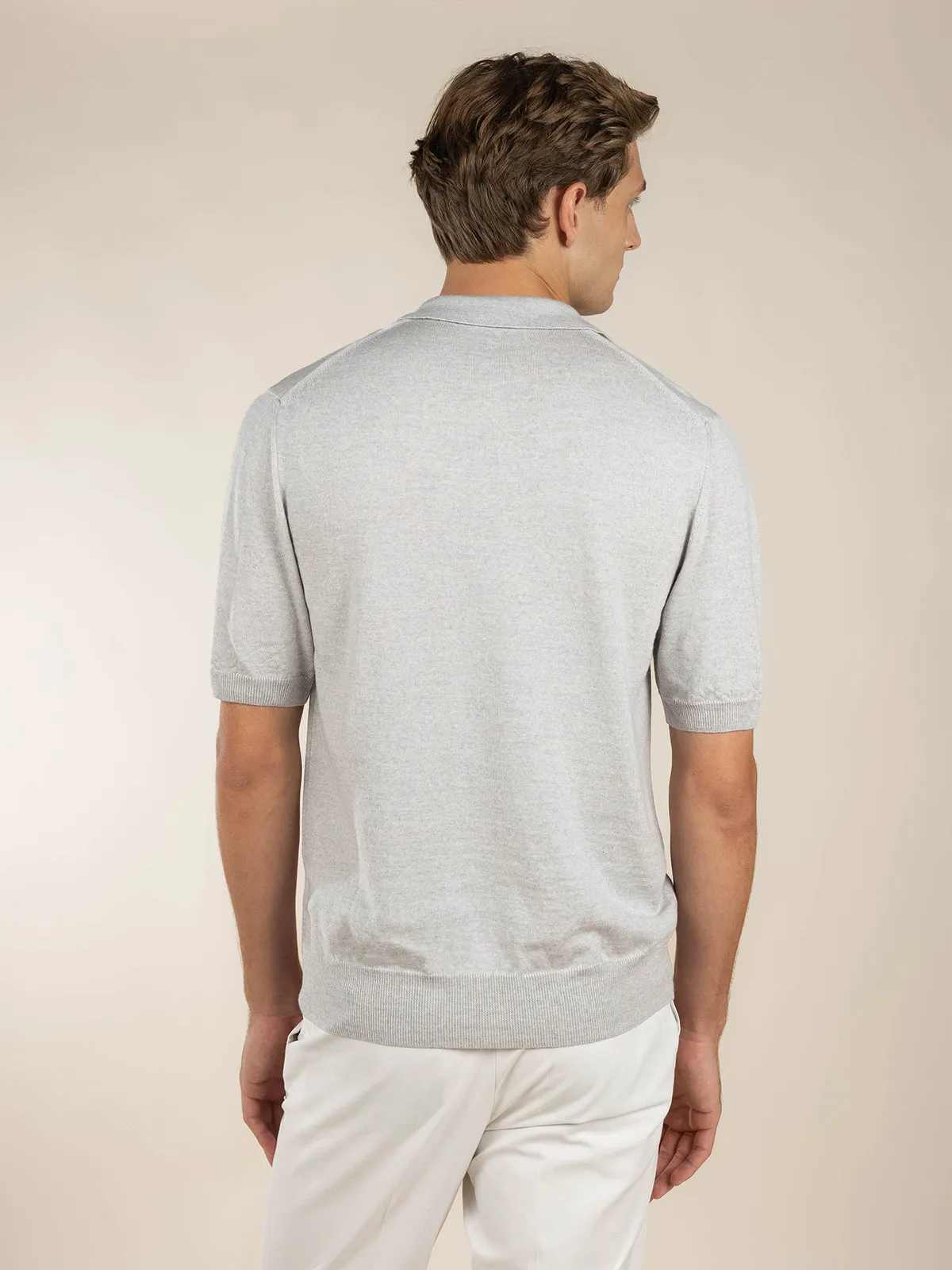 Shortsleeve Buttonless Polo Light Grey