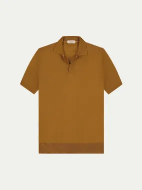 Shortsleeve Buttonless Polo Saffron