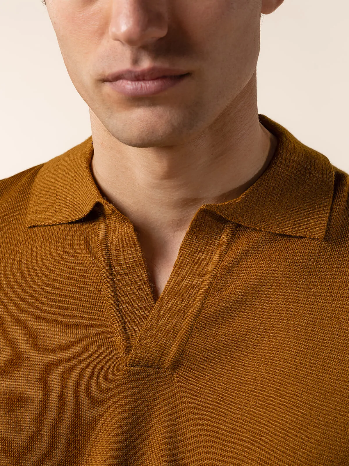 Shortsleeve Buttonless Polo Saffron