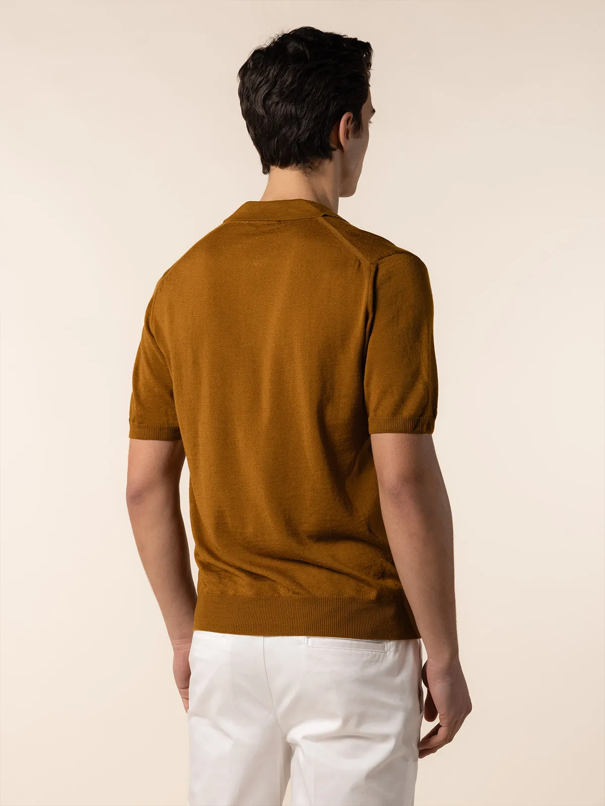 Shortsleeve Buttonless Polo Saffron