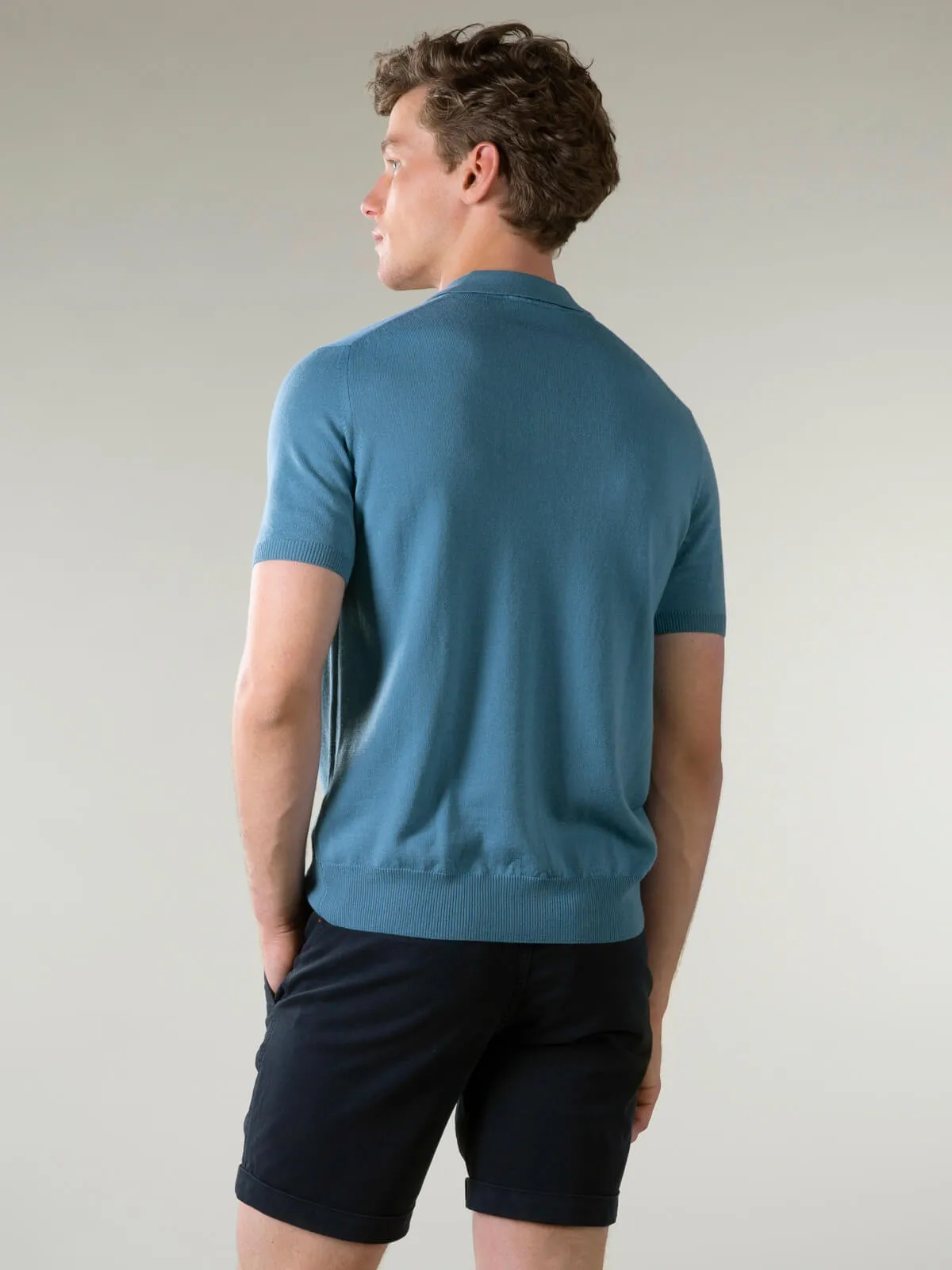 Shortsleeve Buttonless Polo Sapphire