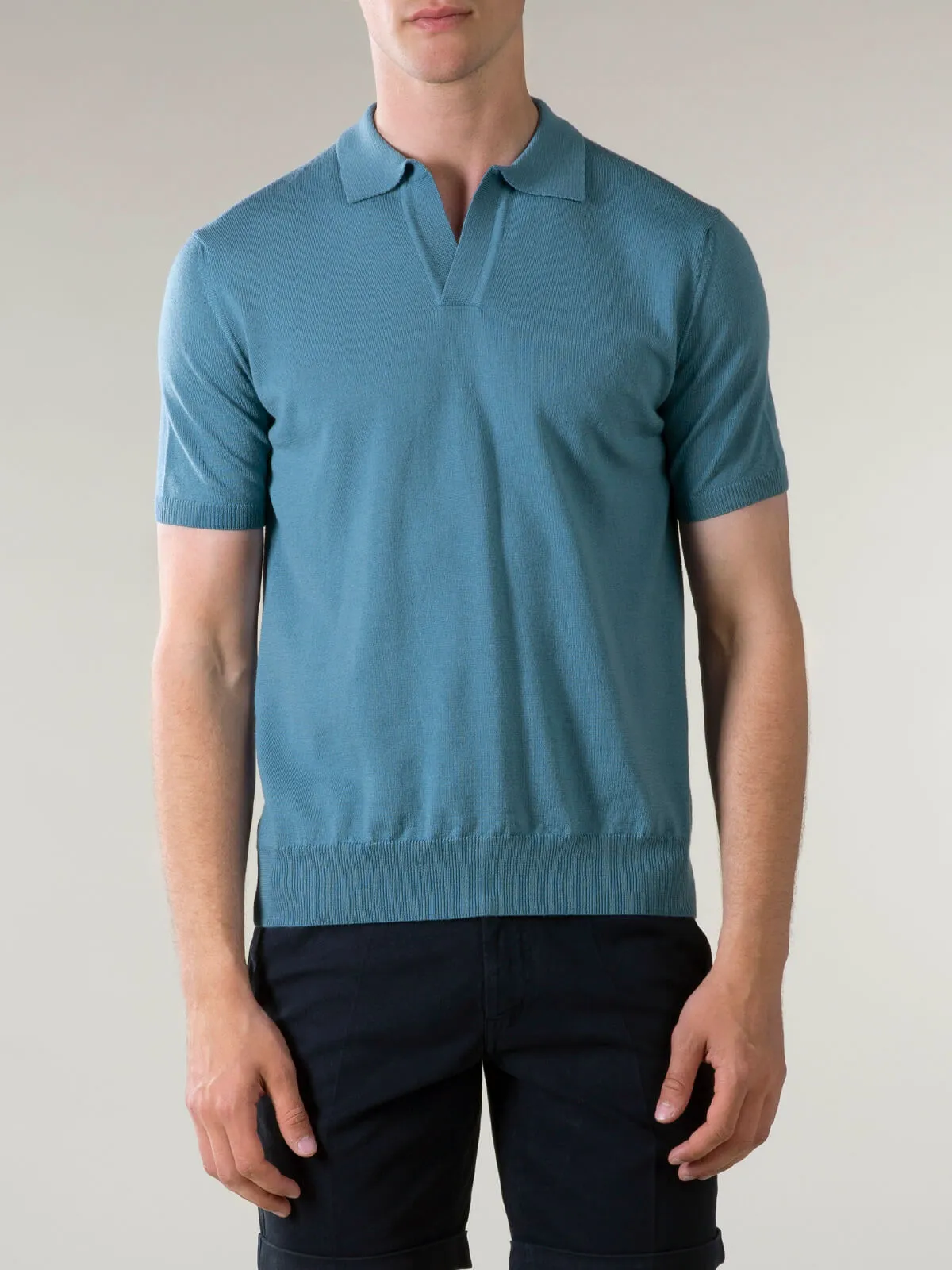 Shortsleeve Buttonless Polo Sapphire