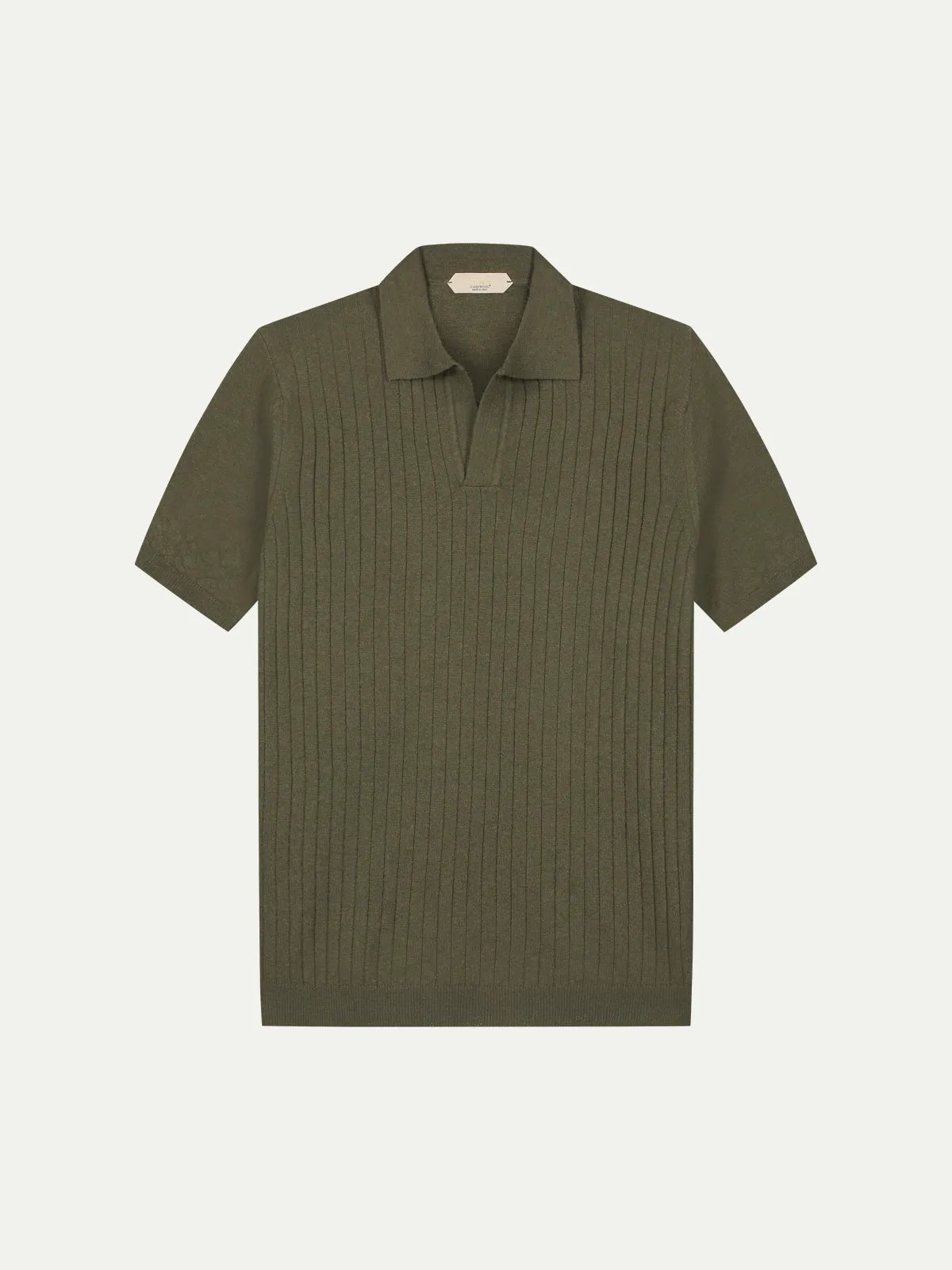 Shortsleeve Buttonless Ribbed Polo Olive