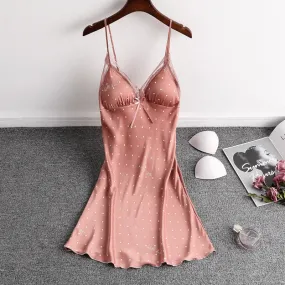 Sleeveless lace and silk lingerie dress