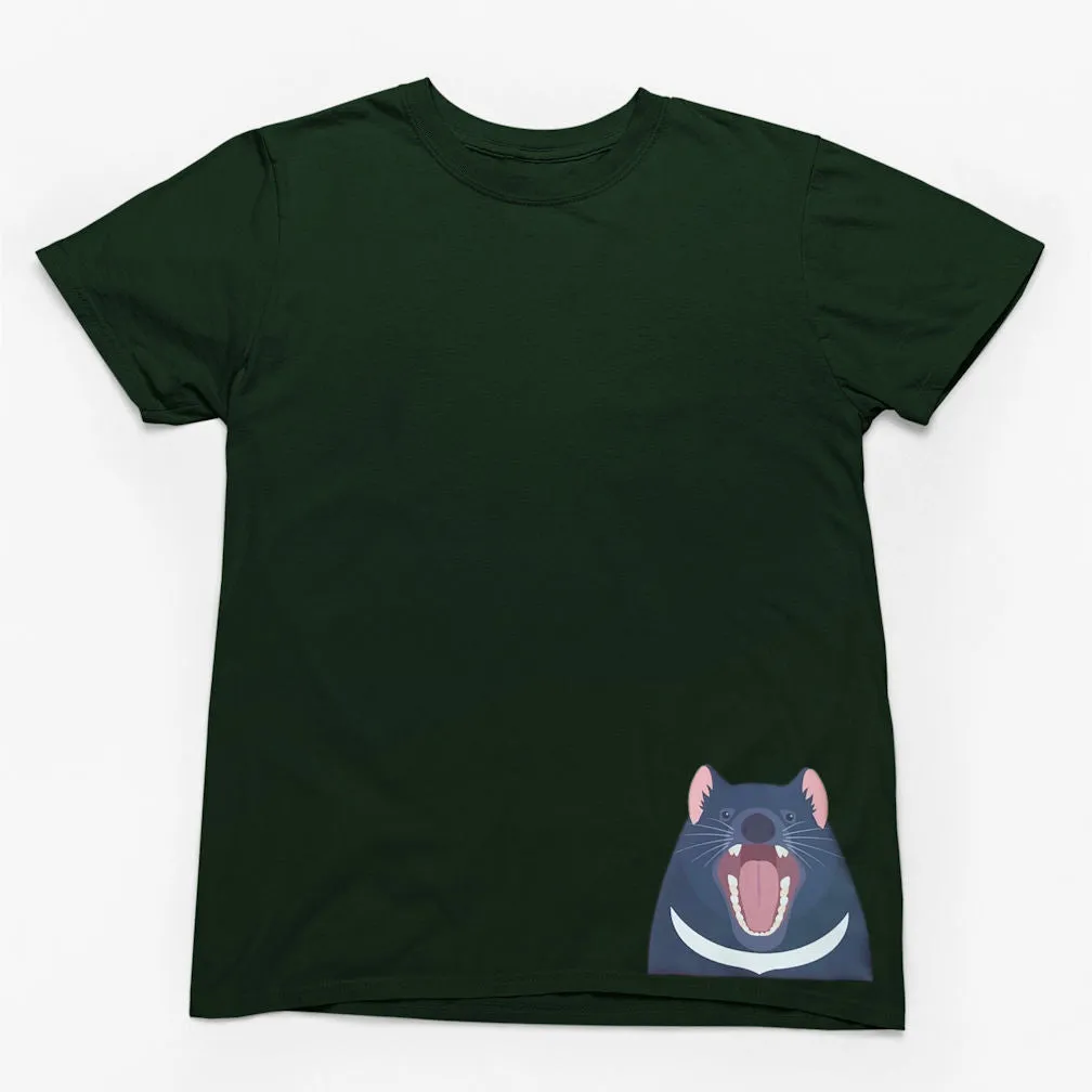 Tasmanian Devil Hem Print Adults T-Shirt (Various Colours)