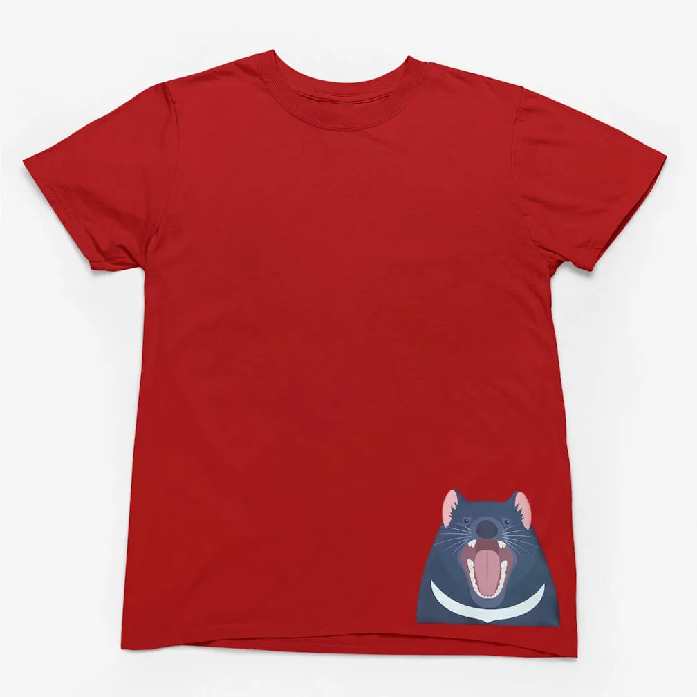 Tasmanian Devil Hem Print Adults T-Shirt (Various Colours)