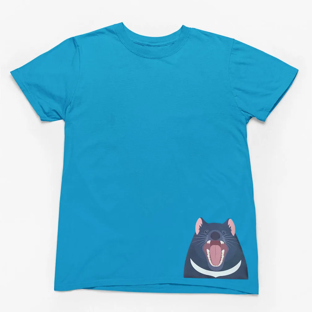 Tasmanian Devil Hem Print Adults T-Shirt (Various Colours)