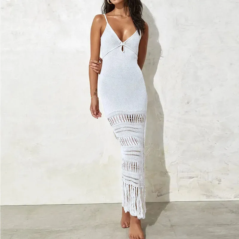 Tassel Crochet Hollow Out Women Casual Dress