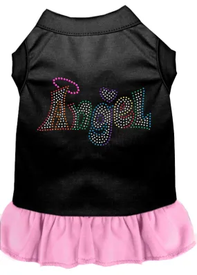 Technicolor Angel Rhinestone Pet Dress Black With Light Pink Lg (14)