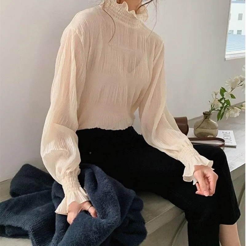 Transparent High-Neck Longsleeve Shirt