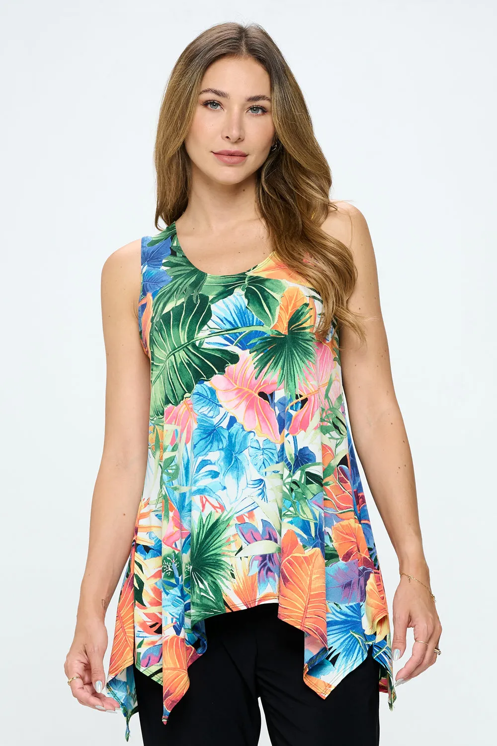 Tropical Paradise HIT Shark Bite Hem Tank- 2057HT-TRP1-W338