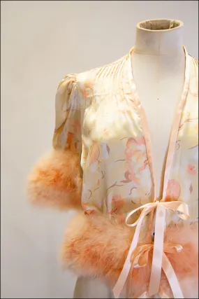 Vintage 1930s Peach Silk Feather Jacket