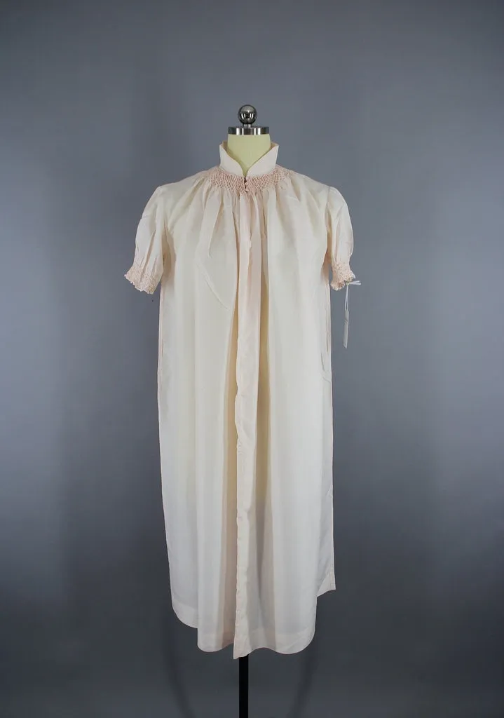 Vintage 1980s Pastel Pink Silk Nightgown Maternity Gown