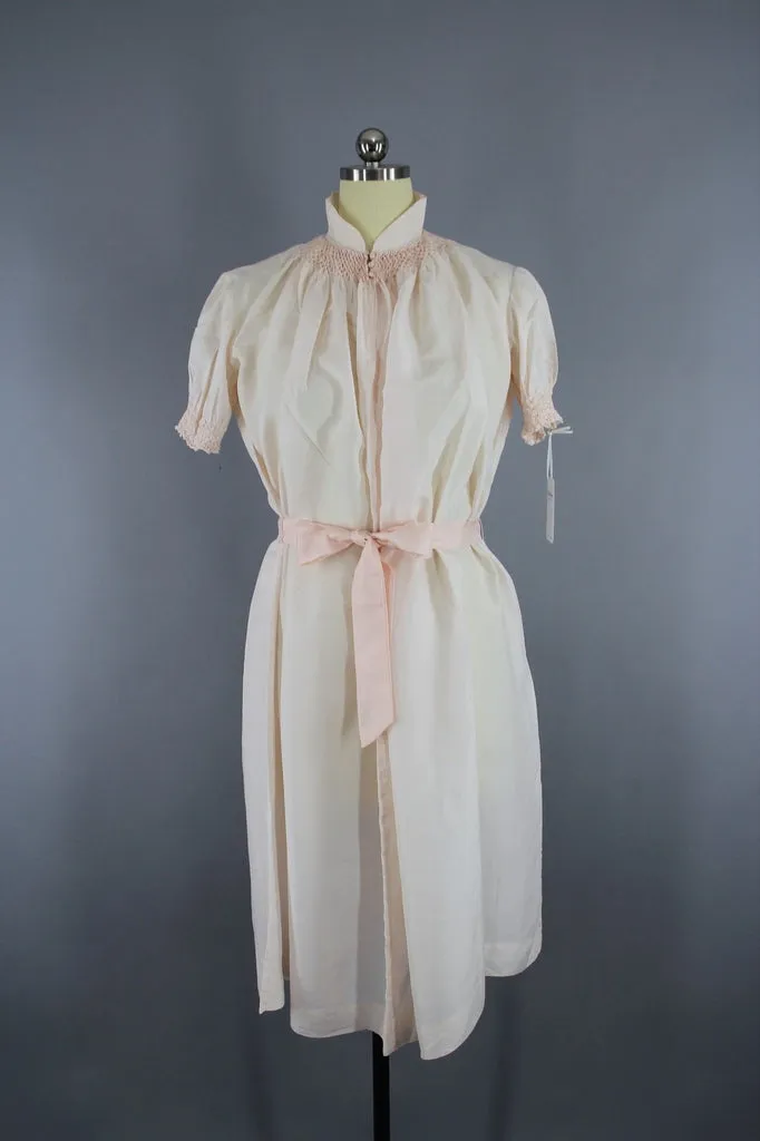 Vintage 1980s Pastel Pink Silk Nightgown Maternity Gown