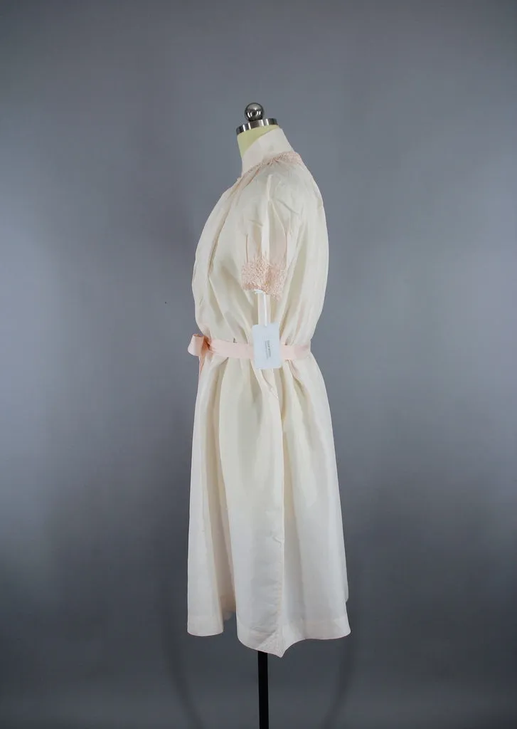 Vintage 1980s Pastel Pink Silk Nightgown Maternity Gown