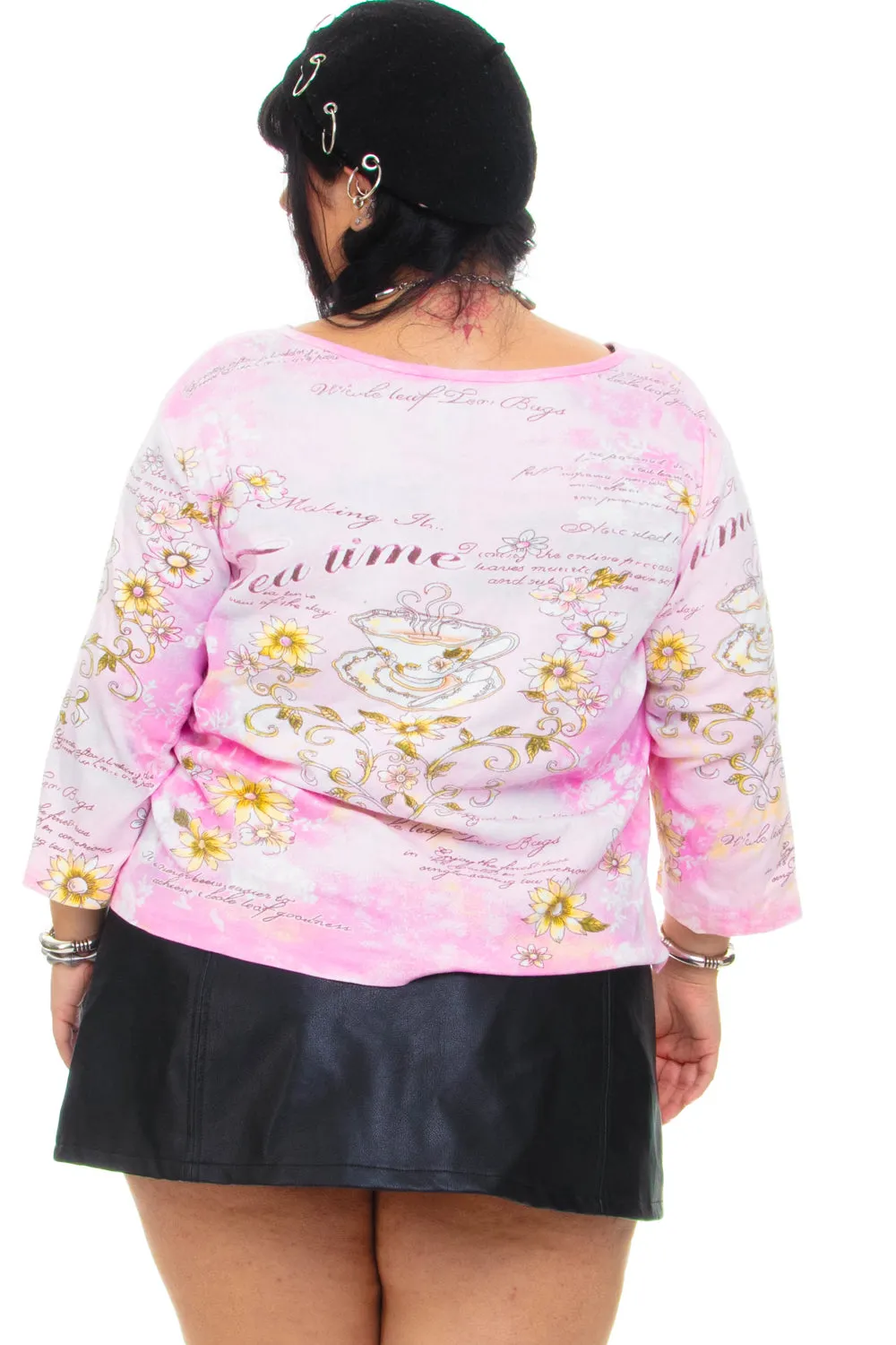 Vintage Y2K Tea Time Pink Long-Sleeve - XL/2X/3X