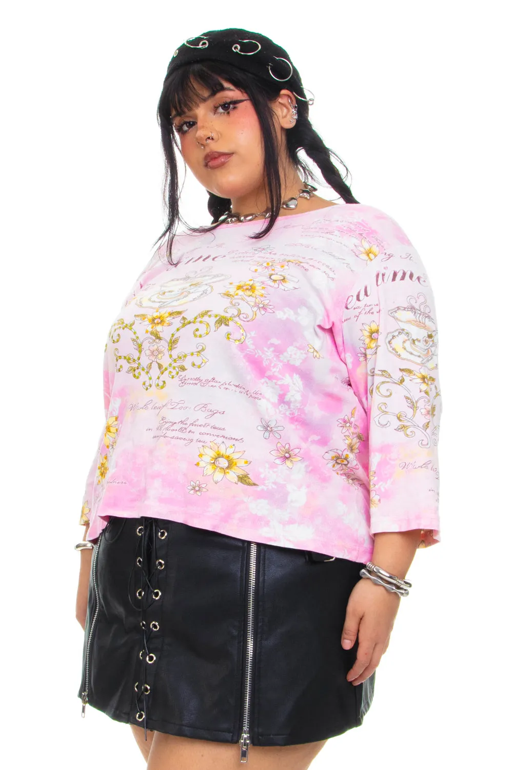 Vintage Y2K Tea Time Pink Long-Sleeve - XL/2X/3X