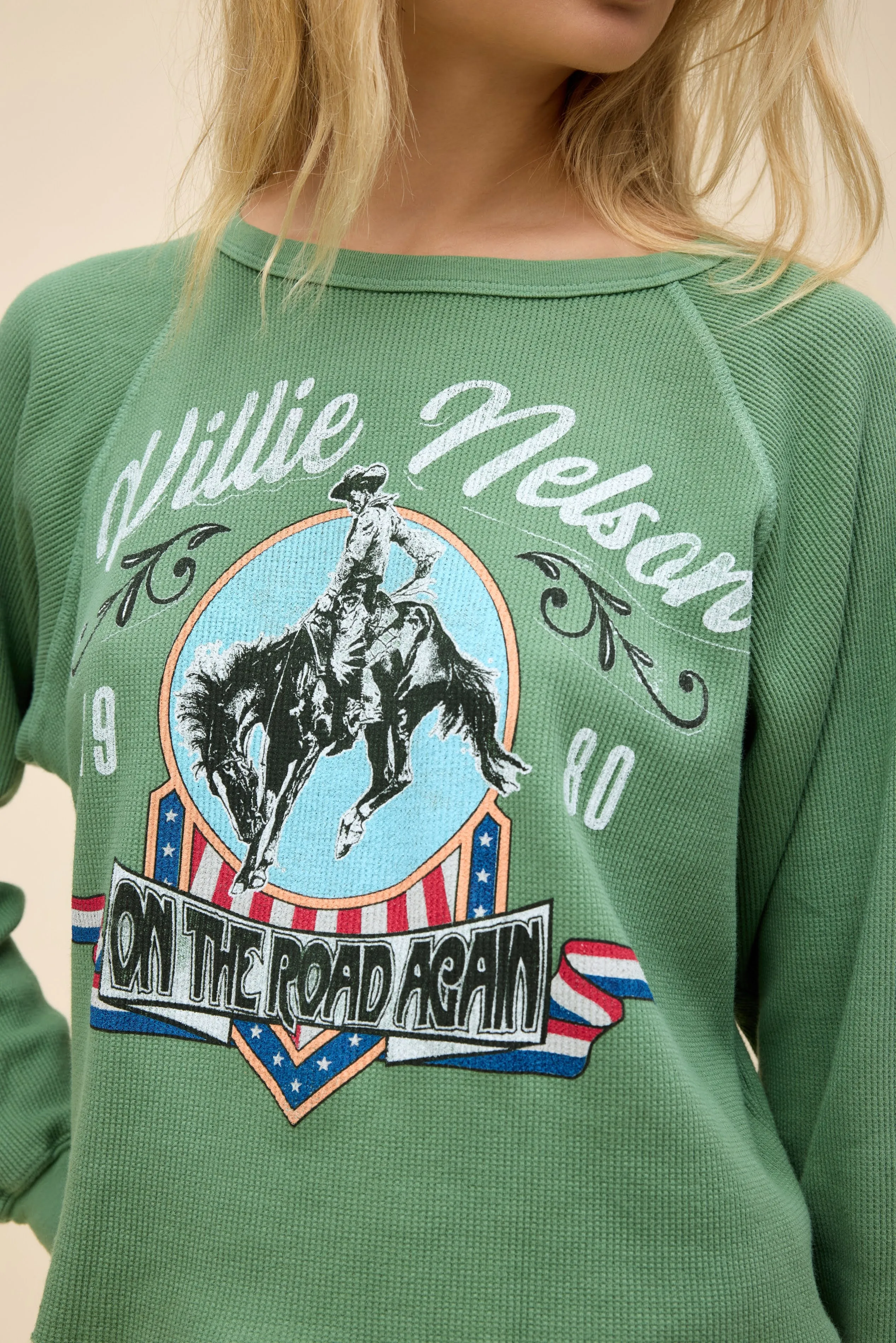 Willie Nelson 1980 Cowboy Raglan Thermal Long Sleeve