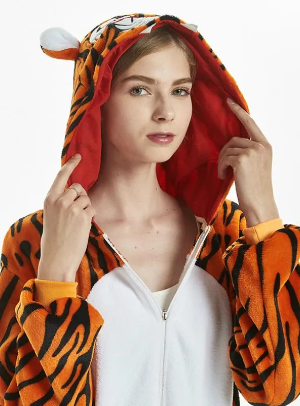 WOMEN TIGER ANIMAL ONESIE PAJAMA WARM ANIMAL SLEEPWEAR