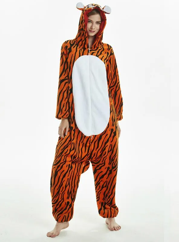 WOMEN TIGER ANIMAL ONESIE PAJAMA WARM ANIMAL SLEEPWEAR