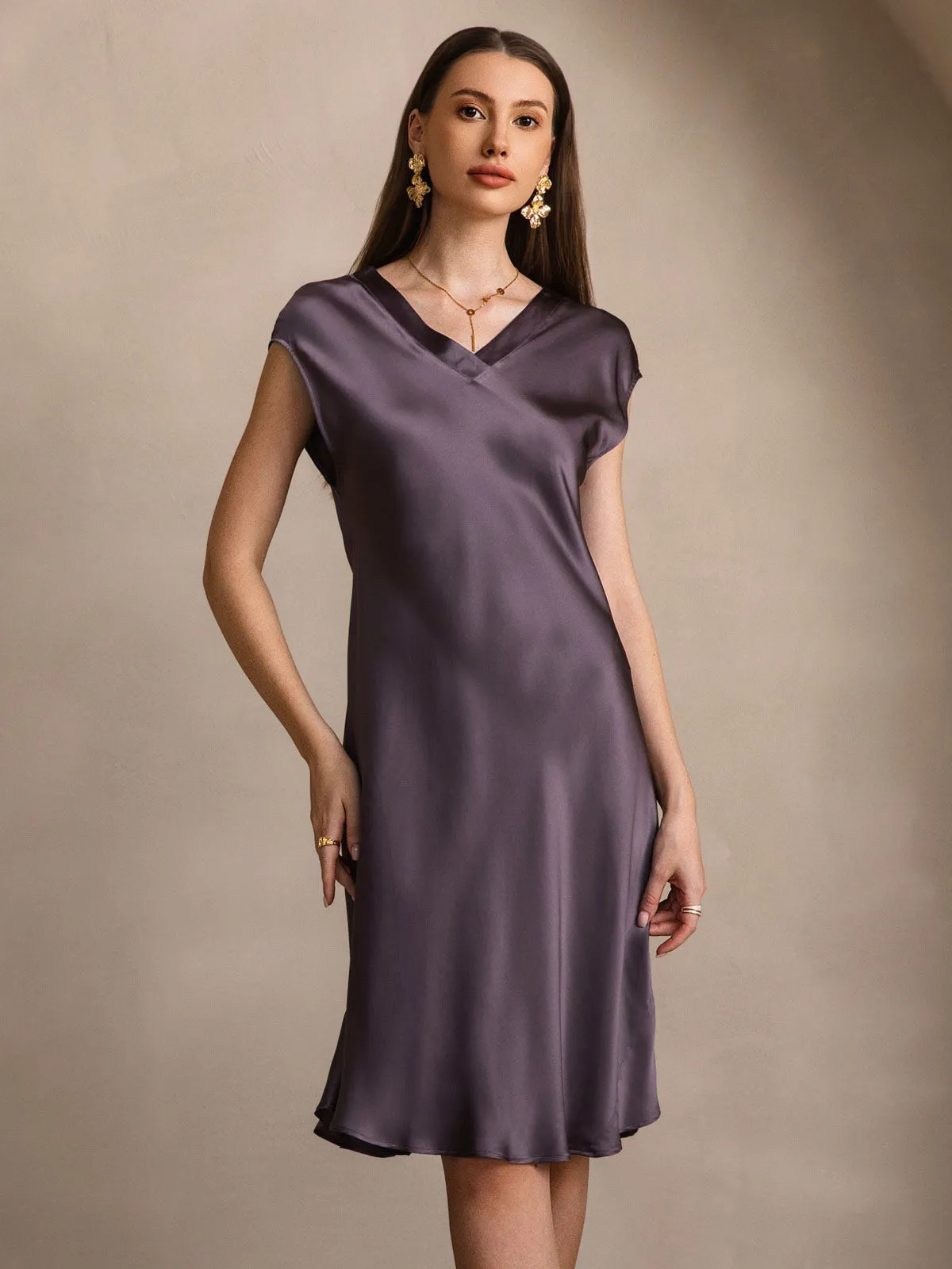 Women's 100% Mulberry Silk Cap Sleeve Nightgown